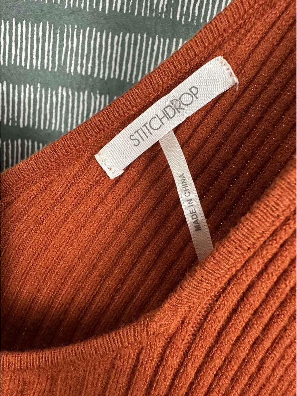 Burnt Orange Ribbed Knit Midi Dress Sleeveless V Neck Fit Flare Boho Fall Dress